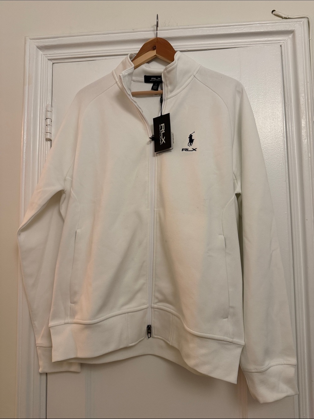 RLX Ralph Lauren White Full-Zip Men's Sweatshirt Jacket with Polo RLX Logo